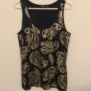 Black and gold sequins!  Beautiful tank top. Sz XL